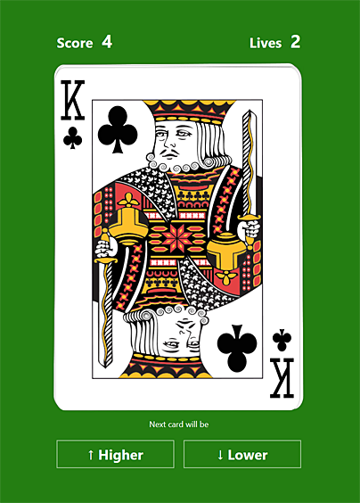 Screenshot of Higher or Lower alt text